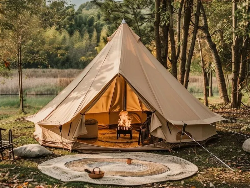 Plátěný Venkovní Stan S Kamny